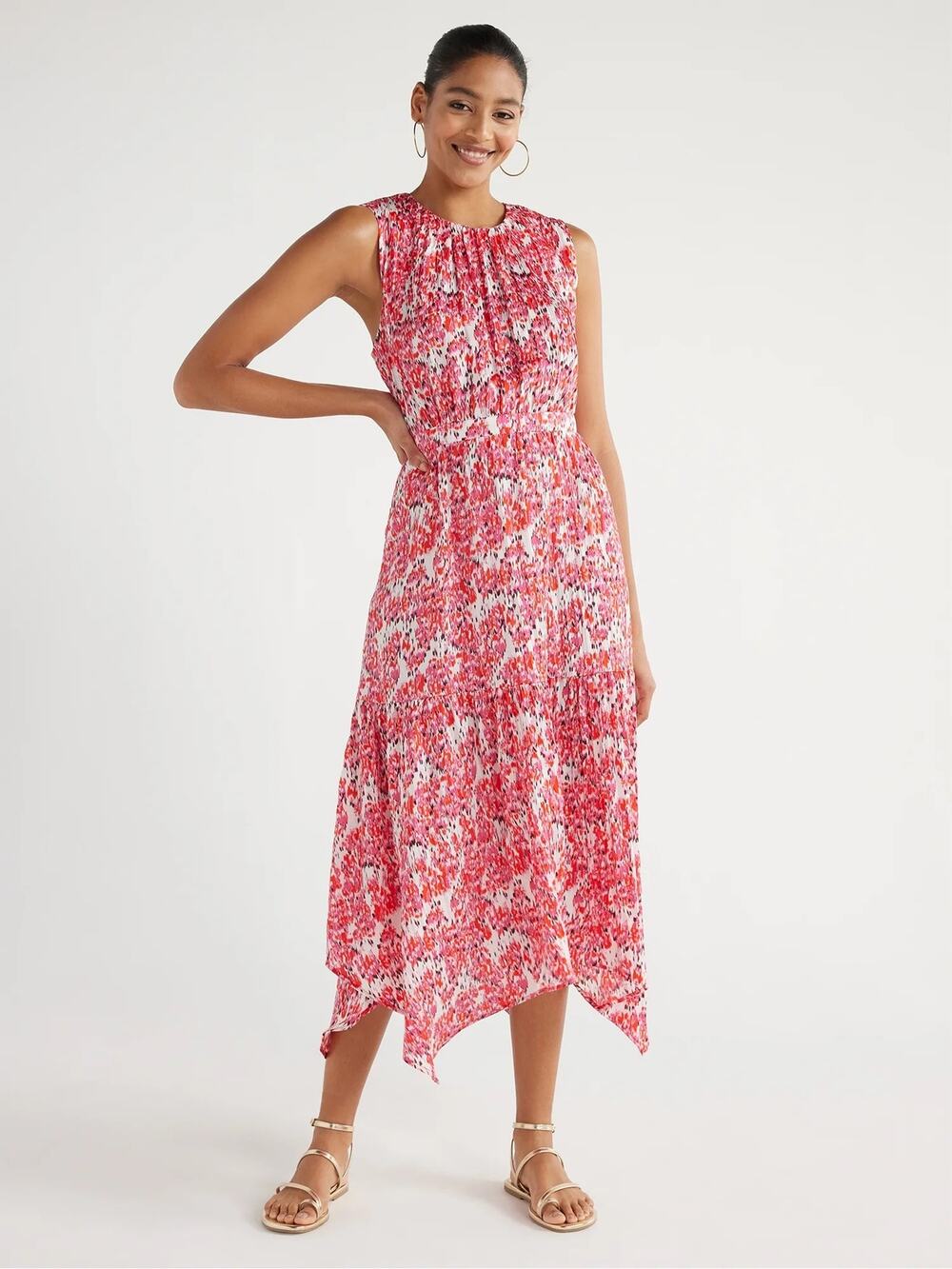 Scoop Women's Sleeveless Handkerchief Hem Dress